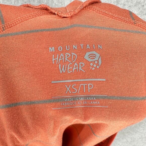 Mountain Hardwear Shirt Womens XS Coral Pink Gray Striped Double V Neck - Picture 9 of 11